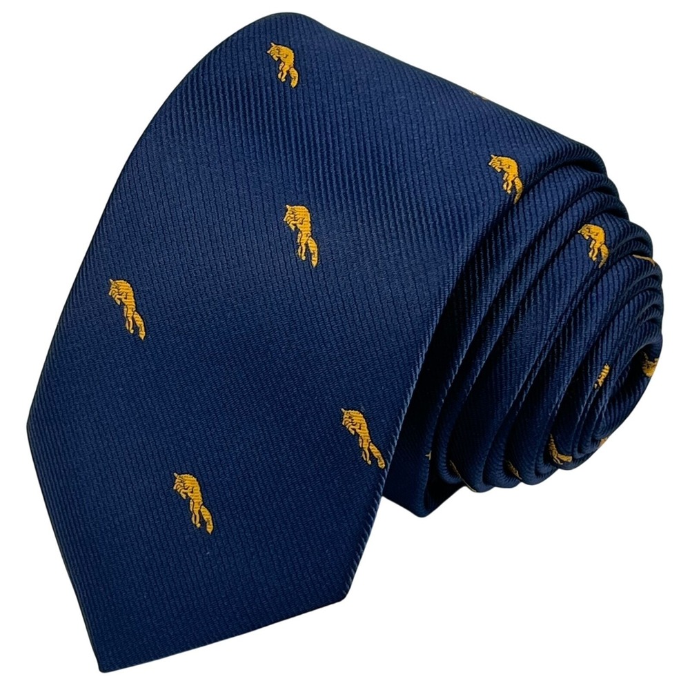 Auscufflinks Microfiber Hand Made Mens Necktie Blue Geometric Pouncing Foxes 57"